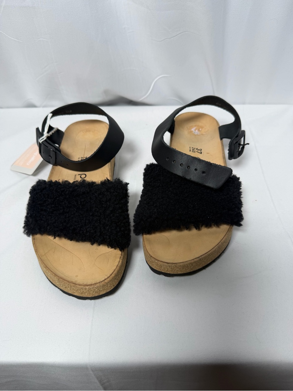 Birkenstock Papillio Black Furry Strap Sandals for Women